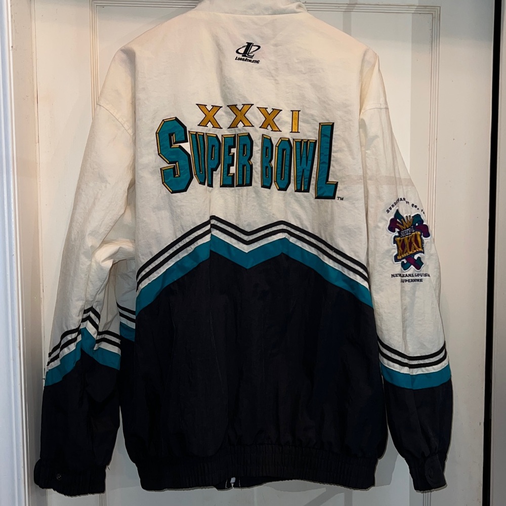 1997 90s Super Bowl jacket XXXI NFL Vintage Football Superdome XL